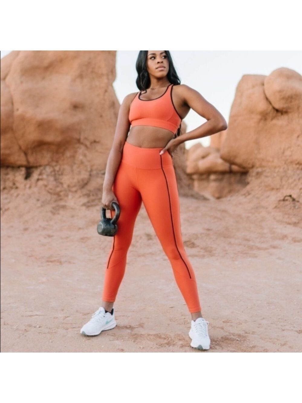 ZYIA Active Burnt Orange Ribbed Premium 7/8 Leggings